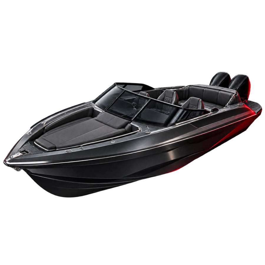 Dunkles Motorboot als Symbol für Bootsaufbereitung